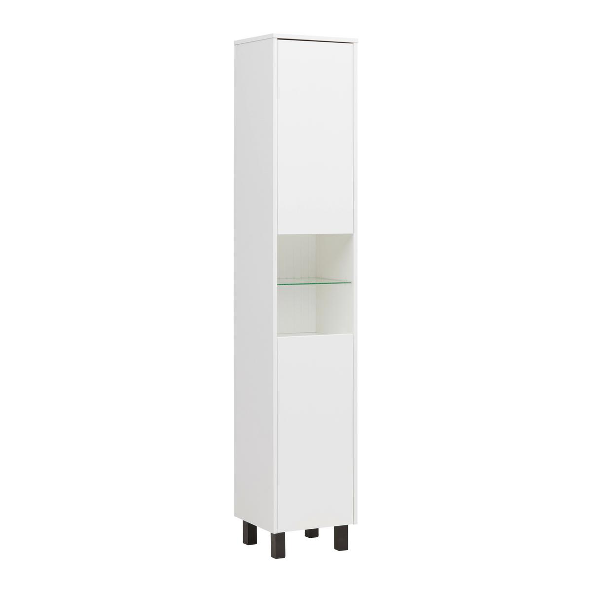 Hochschrank Aida Weiß - Schwarz/Weiß, MODERN, Glas/Holzwerkstoff (35/190/33cm) - Mömax
