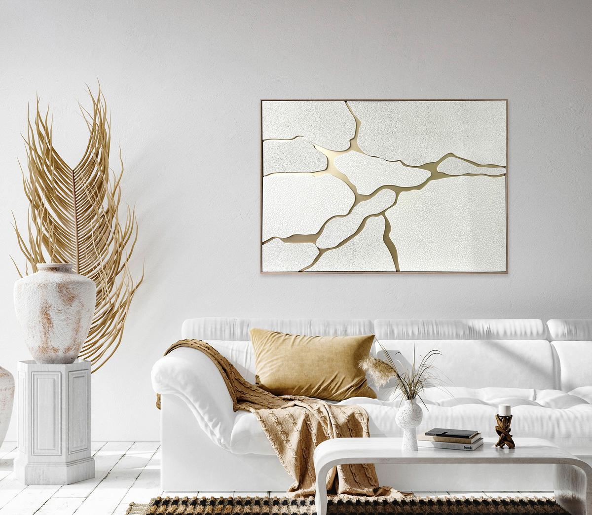 Slika Sa Ramom 140x100cm Malee - zlatna/krem, Romantično / Seoski, tekstil/pločasti materijal (140/3,5/100cm) - Mömax