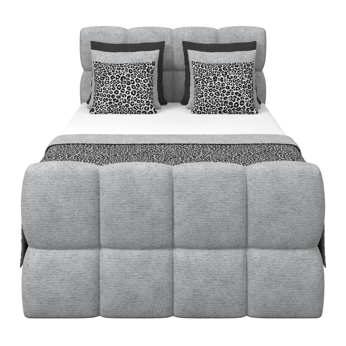 Postelja Boxspring Brisbane, Siva, 140x220 - siva/črna, Trend, kovina/umetna masa (140/220cm) - Premium Living