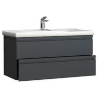 WASCHTISCHKOMBI SILORA XL - Weiss/Anthrazit, Modern, Keramik/Holzwerkstoff (100cm) - MID.YOU