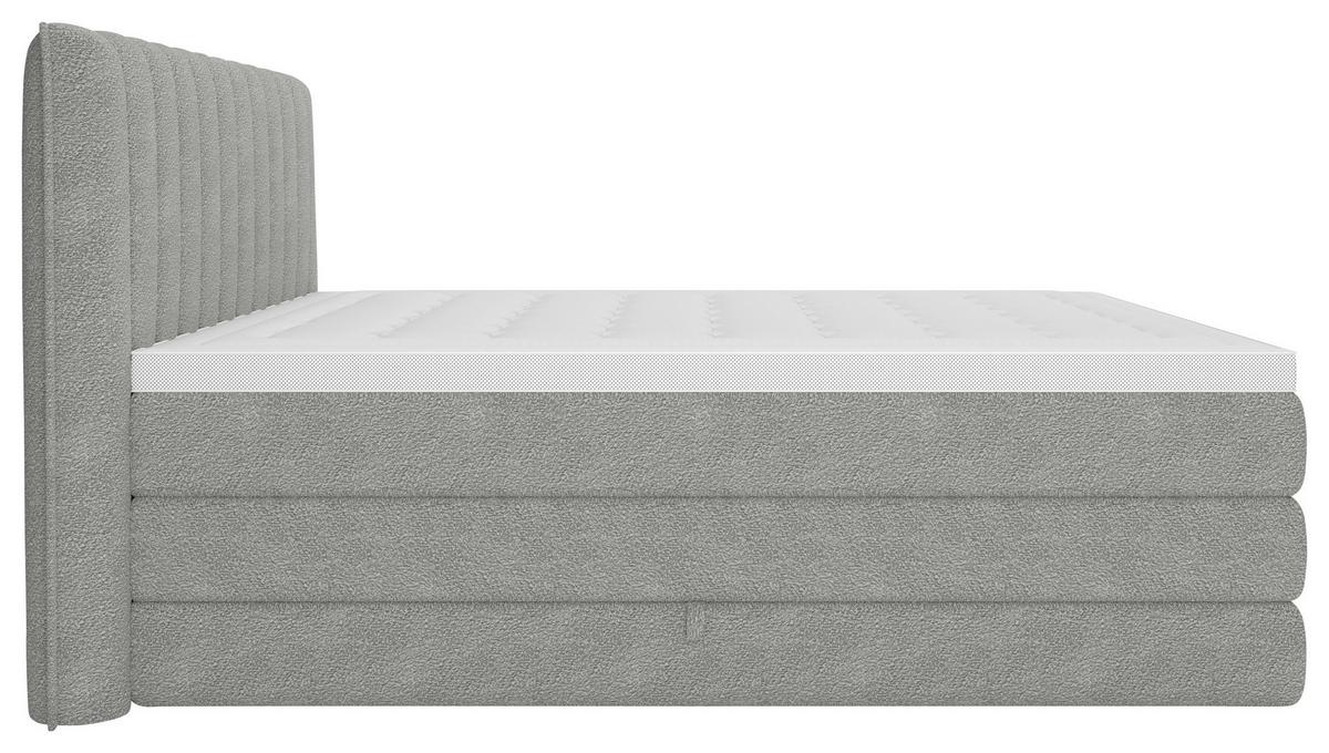 Boxspringbett Lina Grau ca. 200x200cm - Grau, KONVENTIONELL, Holz/Holzwerkstoff (200/200cm) - Premium Living