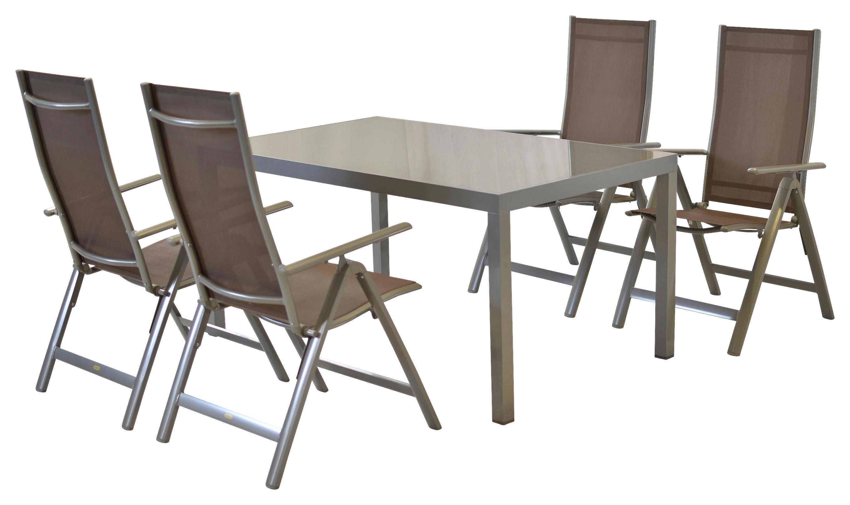 Vrtni Set Carrara, 5-Delni - srebrne barve/rjavosiva, Moderno, kovina/tekstil - Gardenson
