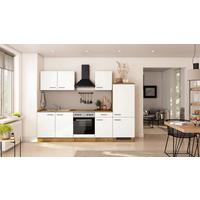 Küchenblock Avila m. Geräten Magnolie - Eichefarben/Magnolie, Trend, Holzwerkstoff/Metall (270cm) - FlexWell