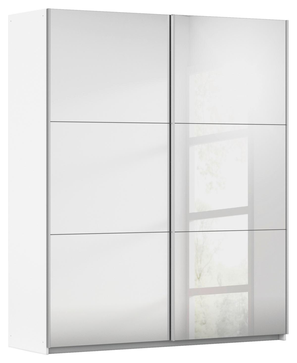 DULAP USI GLISANTE REFLECT - argintiu/alb, Modern, sticlă/material pe bază de lemn (175/210/59cm)