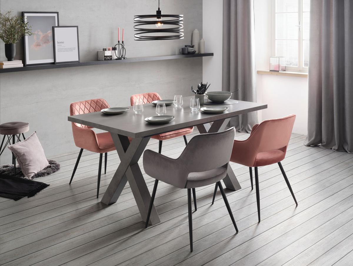 Stuhl Serafina in Grau - Schwarz/Grau, Modern, Holz/Textil (55/80,5/59,5cm) - Based