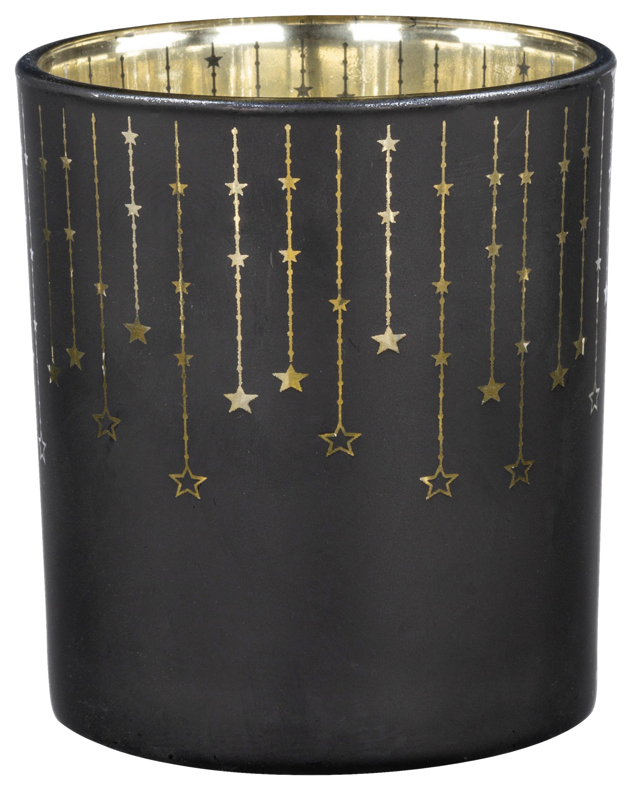 Teamécsestartó Falling Stars - fekete, Modern, Üveg (9/10cm) - Modern Living