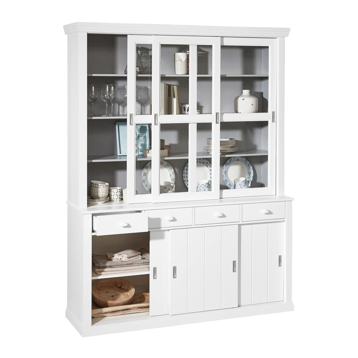 Vitrine Lagos Weiß - Schwarz/Weiß, Design, Glas/Holz (166/214/48cm) - Livetastic