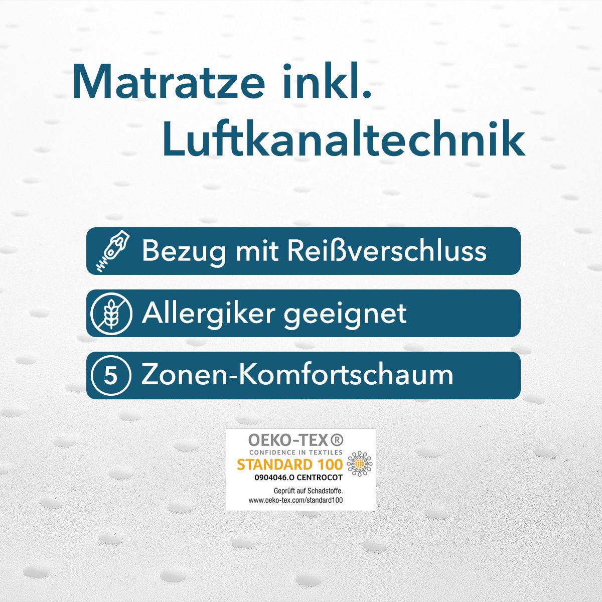 Kaltschaummatratze Luxus 29 H2/3 ca. 140x200cm - Weiß, Basics, Textil (140/200cm) - MID.YOU