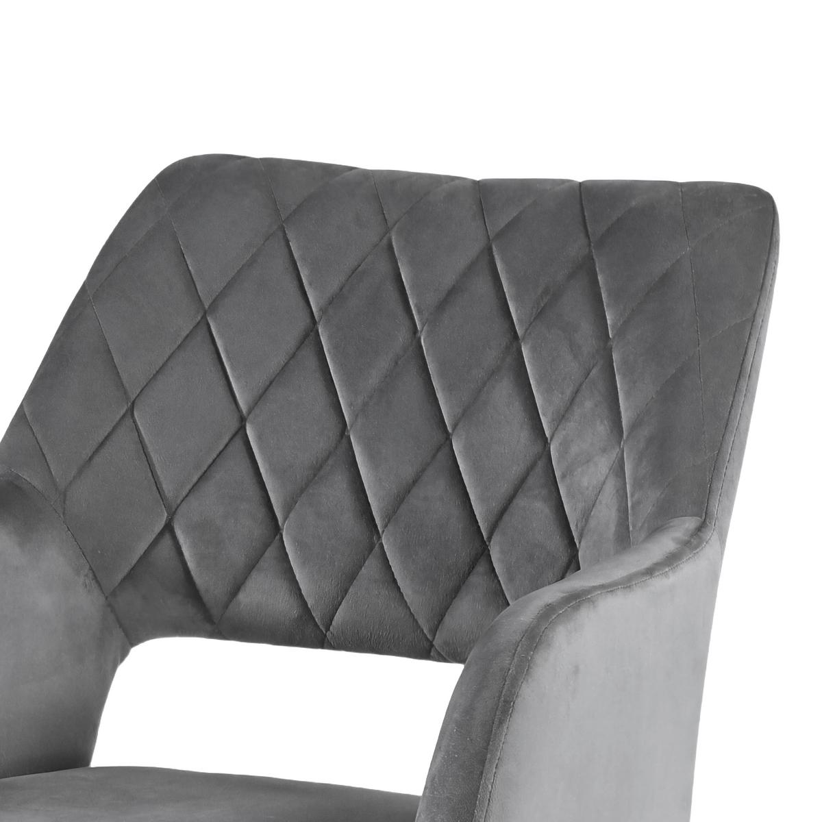 Naslanjač Vicky, Siva, Žamet, Vrtljiv - siva/črna, Moderno, kovina/tekstil (57/86/61cm)