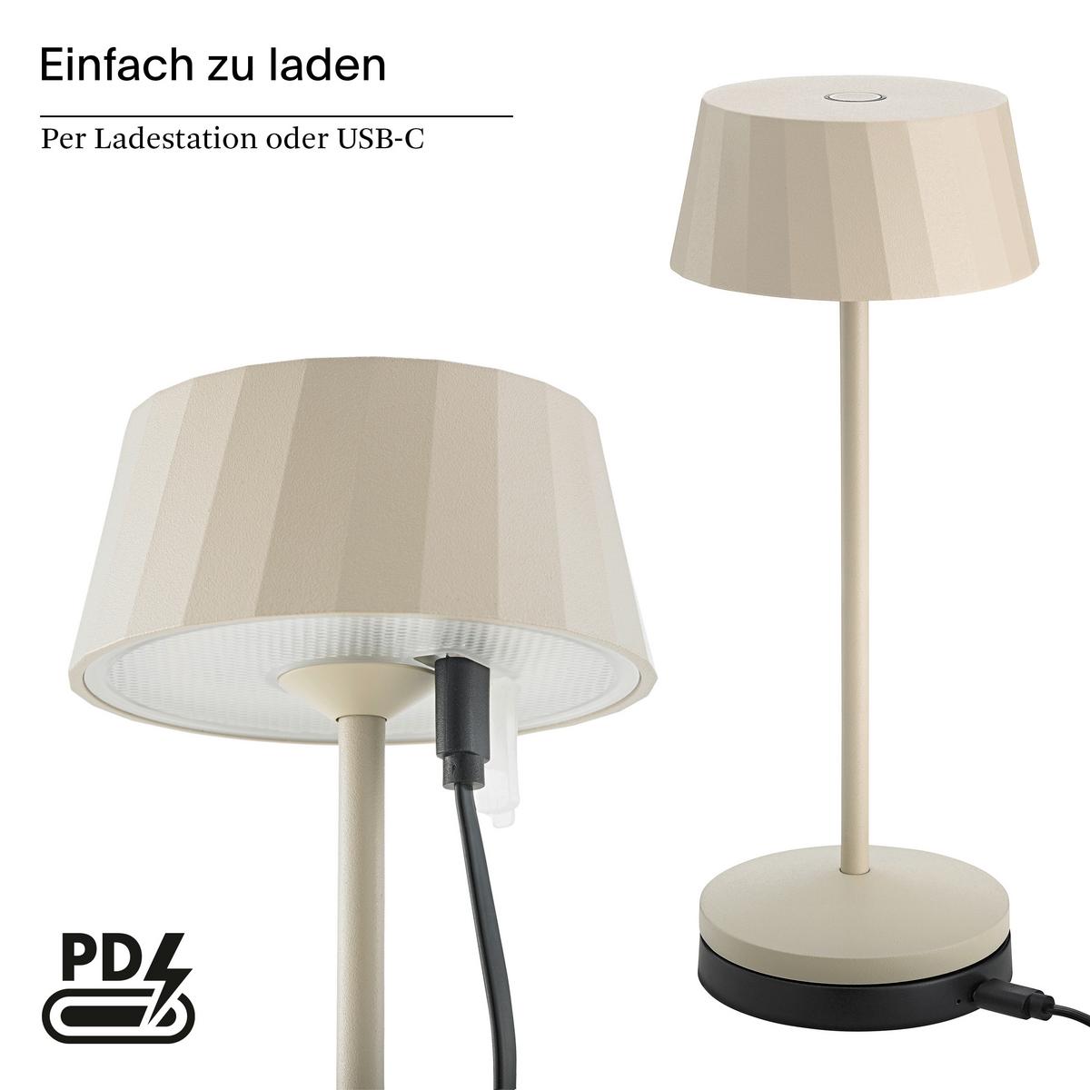 LAMPA STOŁOWA Z AKUMULATOREM 4522201 FACETTA - beżowy, Basics, metal (9,2/9,2/22,2cm) - Sigor