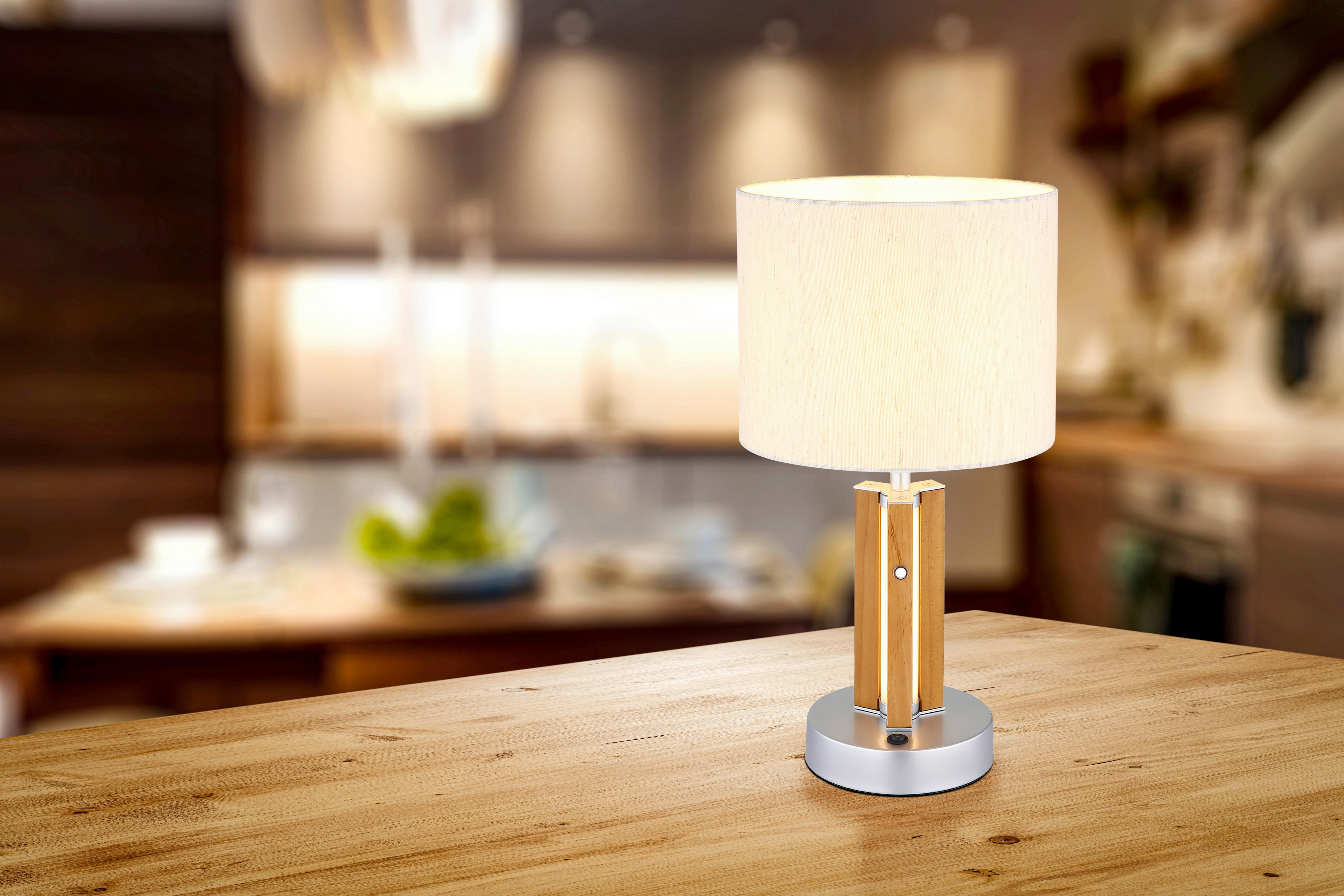 LAMPE DE TABLE LED 51730246 TAUGUS - blanc/marron foncé, Design, matière synthétique/textile (25kg) - Globo