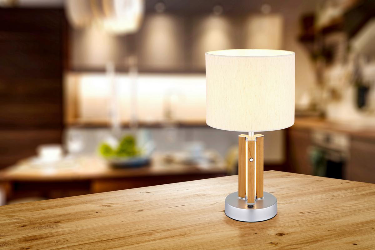 LAMPE DE TABLE LED 51730246 TAUGUS - blanc/marron foncé, Design, matière synthétique/textile (25kg) - Globo