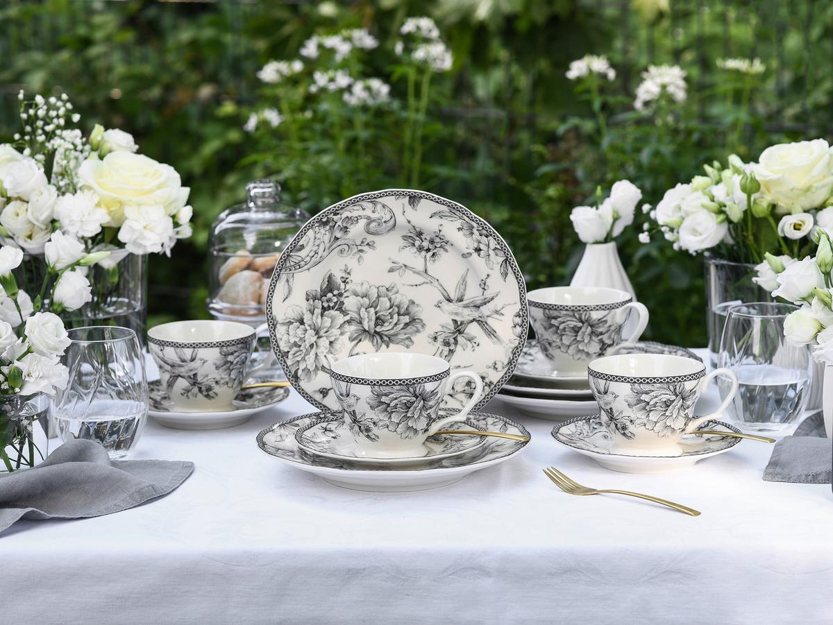 Serviciu de cafea Adelaide 12/1 - alb/gri, Basics, ceramică - Creatable