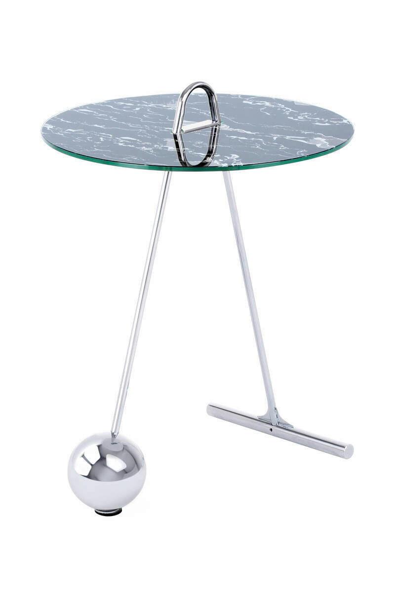 Beistelltisch Pendulum Glas Schwarz/Silber ca. 46x60 cm - Silberfarben/Schwarz, Basics, Glas/Metall (46/46/60cm) - Kayoom