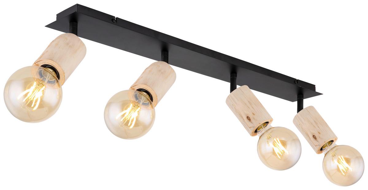 Reflektor Poldi - črna/naravne barve, Basics, kovina/les (80/10/18cm) - Globo