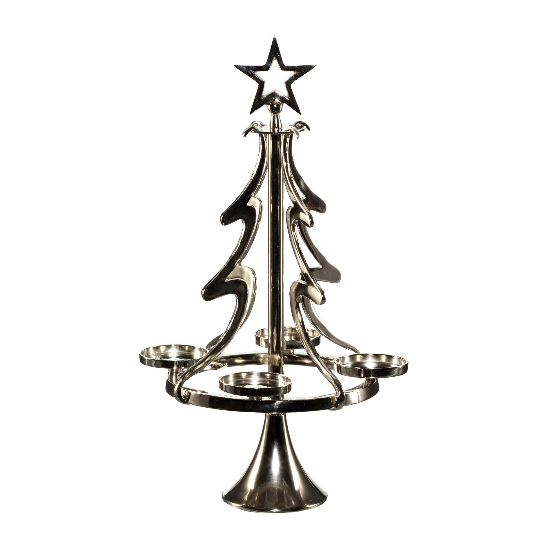 Kerzenhalter Tanny in Silberfarben - Silberfarben, Trend, Metall (27/55cm)