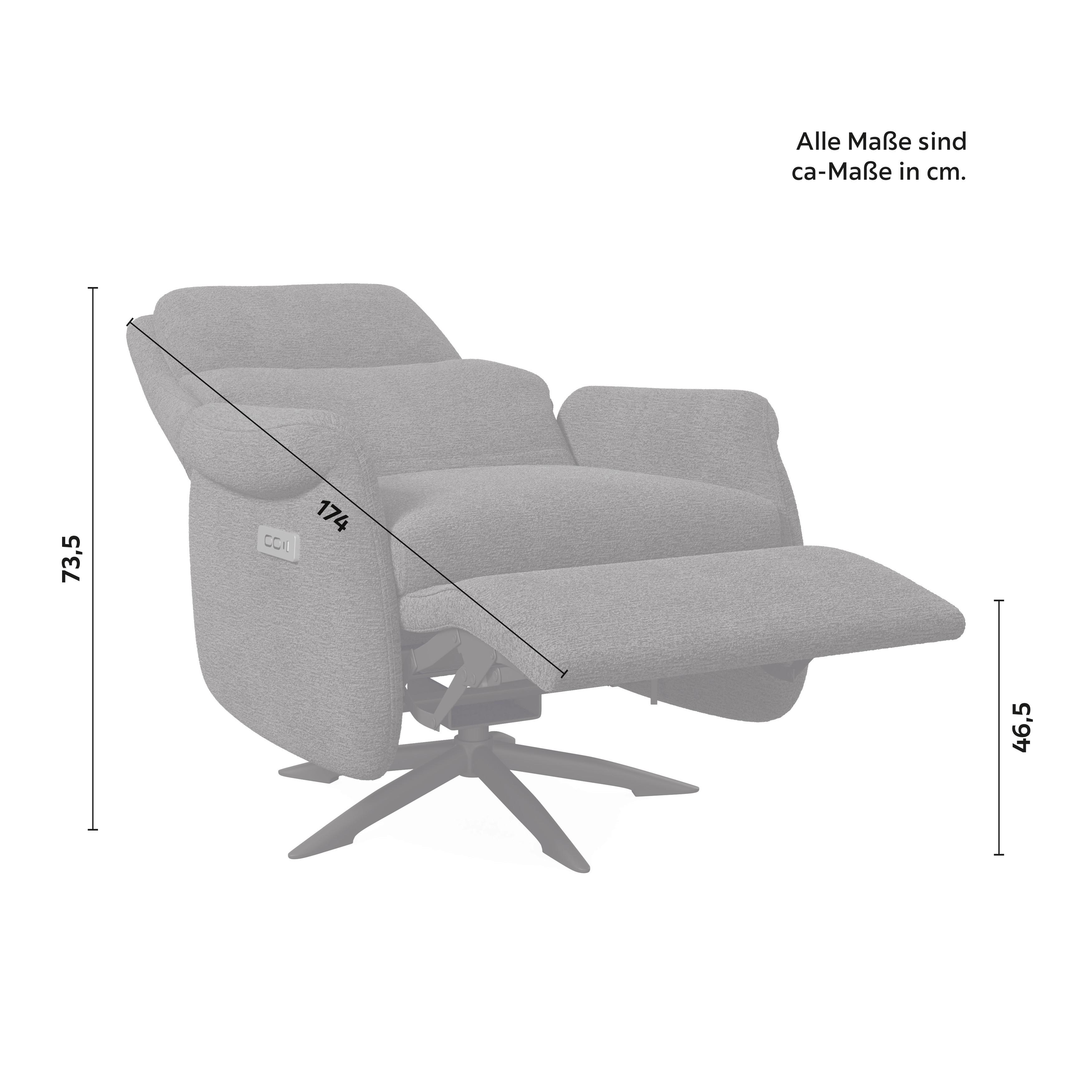 RELAXFÅTÖLJ ALICE - mörkgrå/svart, Modern, metall/trä (76/110/94cm) - Bessagi Home