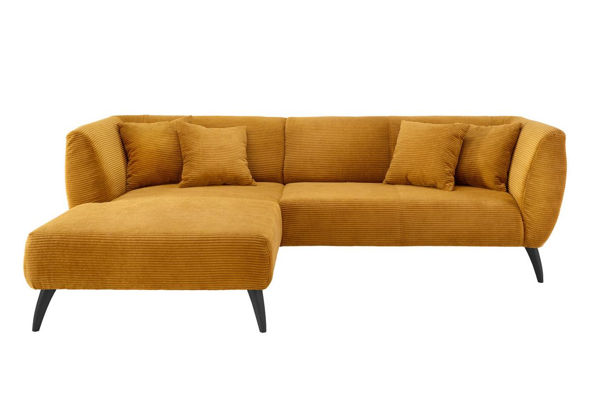 Wohnlandschaft Colori Goldfarben Cord - Goldfarben/Schwarz, MODERN, Holz/Textil (160/264cm) - MID.YOU