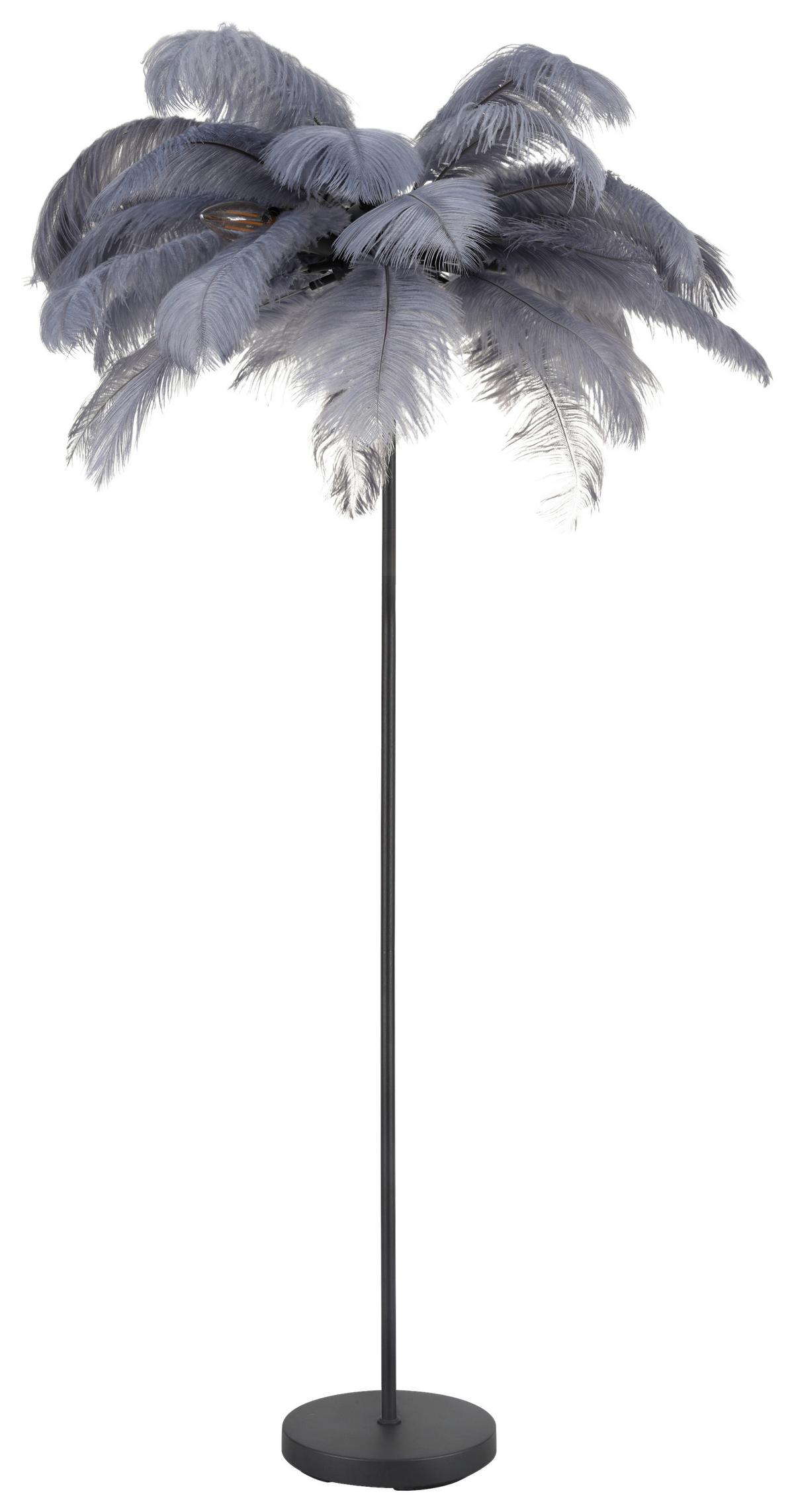 LAMPA STOJĄCA FEDI - czarny/szary, Modern, metal/tkanina (55/160cm)
