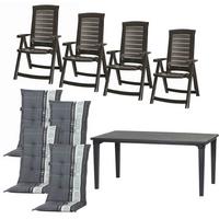 Gartentischgruppe Aruba/Futura 9-tlg. Grau - Grau, MODERN, Kunststoff/Textil (95/95/165cm) - Gardenson