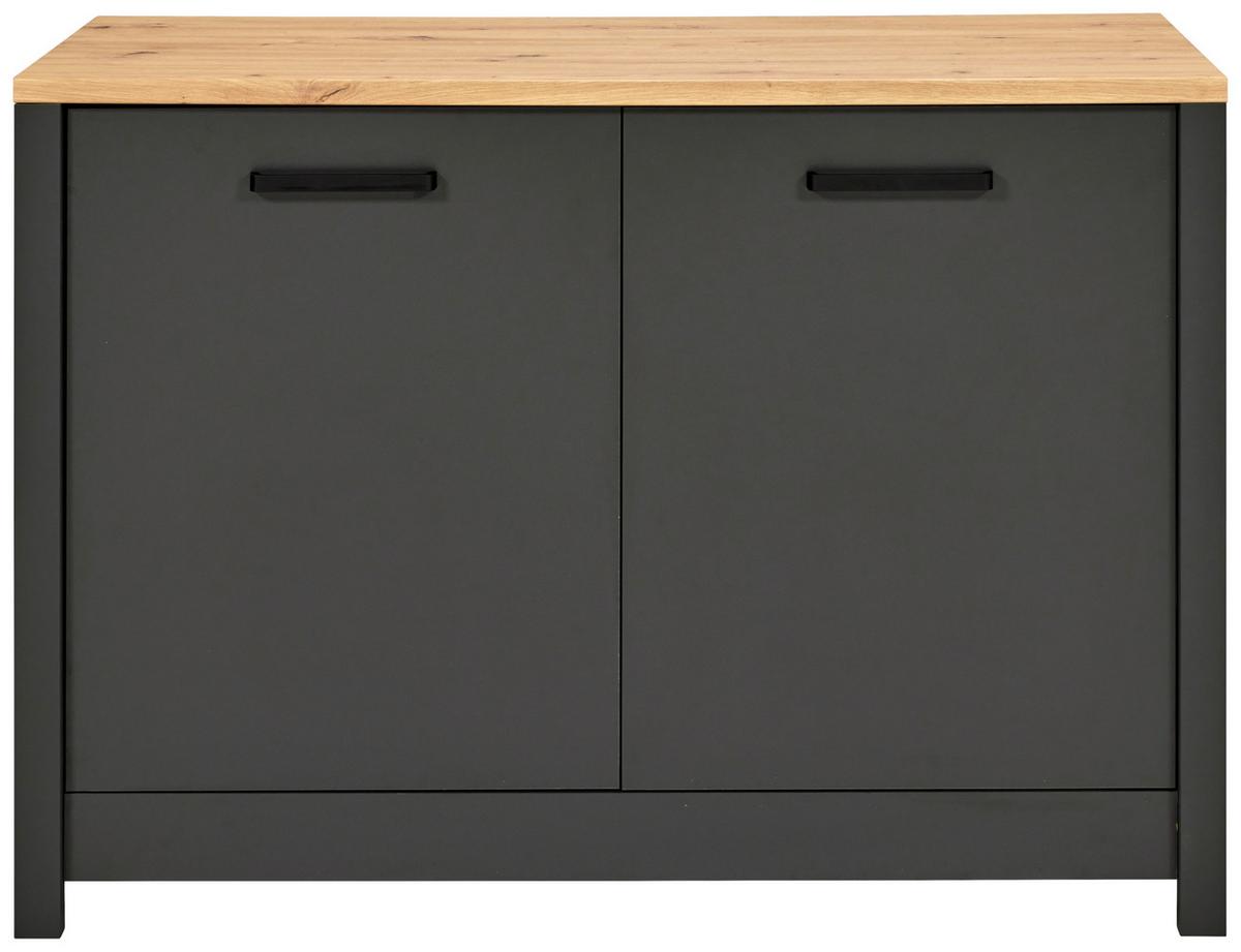 Spülenunterschrank Venet Anthrazit/Artisan Eiche - Anthrazit/Schwarz, ROMANTIK / LANDHAUS, Holzwerkstoff/Metall (130,3/92/60cm) - Mömax