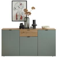 Sideboard Memphis Grün/Eiche Artisan - Schwarz/Eiche Artisan, MODERN, Holzwerkstoff/Metall (180/90/45cm) - Premium Living