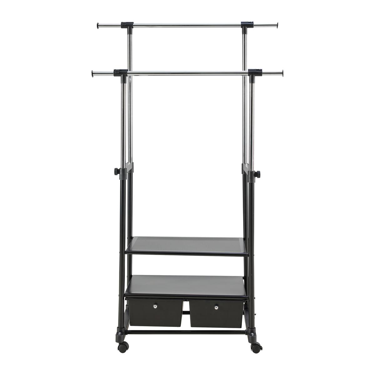 Stalak Za Odjeću Ben Ii - boje kroma/crna, Moderno, metal/plastika (74-123/127-163/48cm) - Modern Living