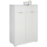Dulap pentru pantofi Q-Bic - alb, Modern, sticlă/material pe bază de lemn (74/114/37cm) - Premium Living