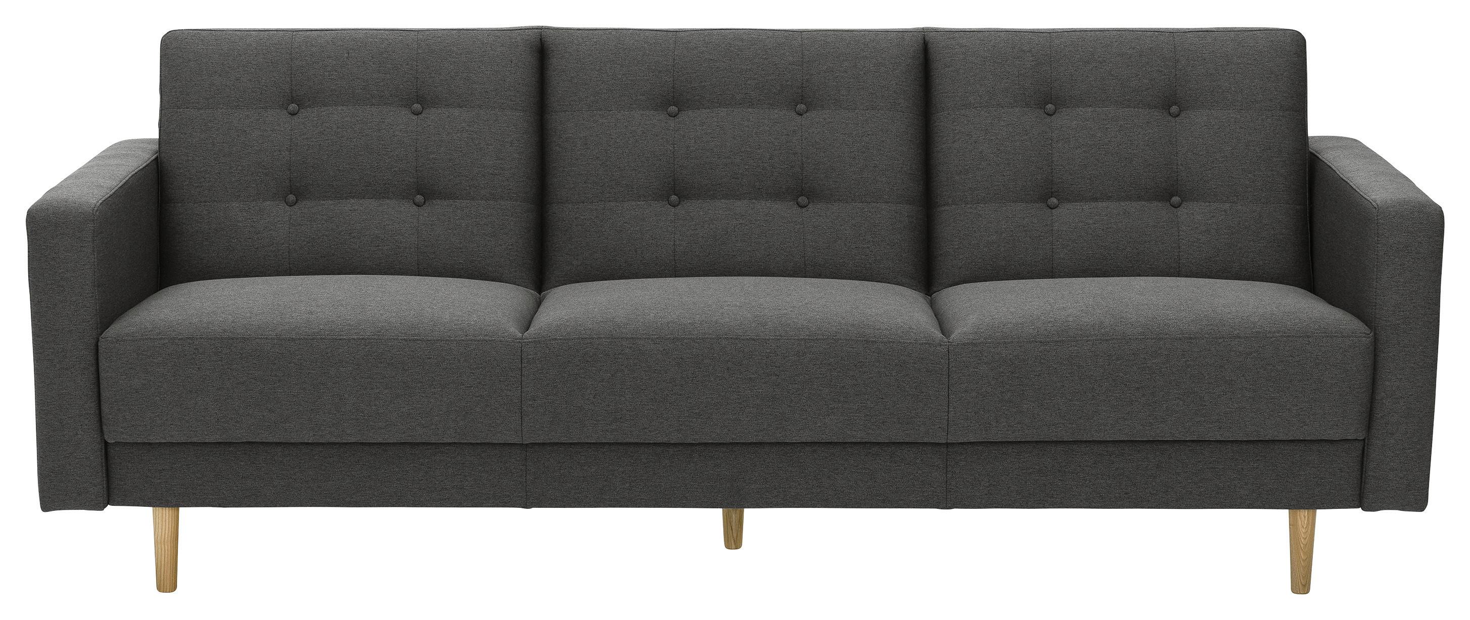 3-Sitzer-Sofa Jasmin Anthrazit Flachgewebe mit Schlaffunktion - Anthrazit/Eschefarben, MODERN, Holz/Textil (224/81/83cm) - Max Winzer