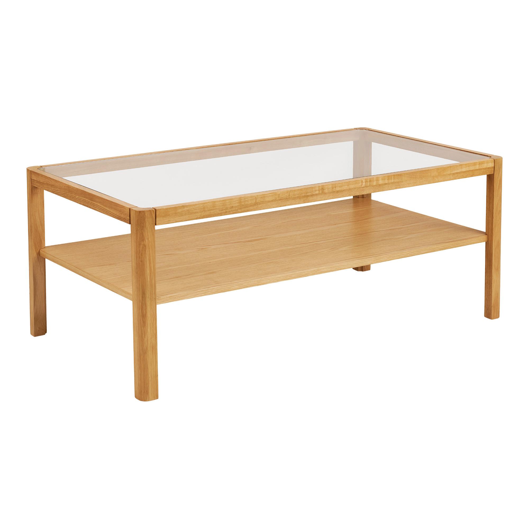 Couchtisch Lourmarin Echtholz ca. 110x60x45 cm - Eichefarben, Design, Glas/Holz (110/60/45cm) - MID.YOU