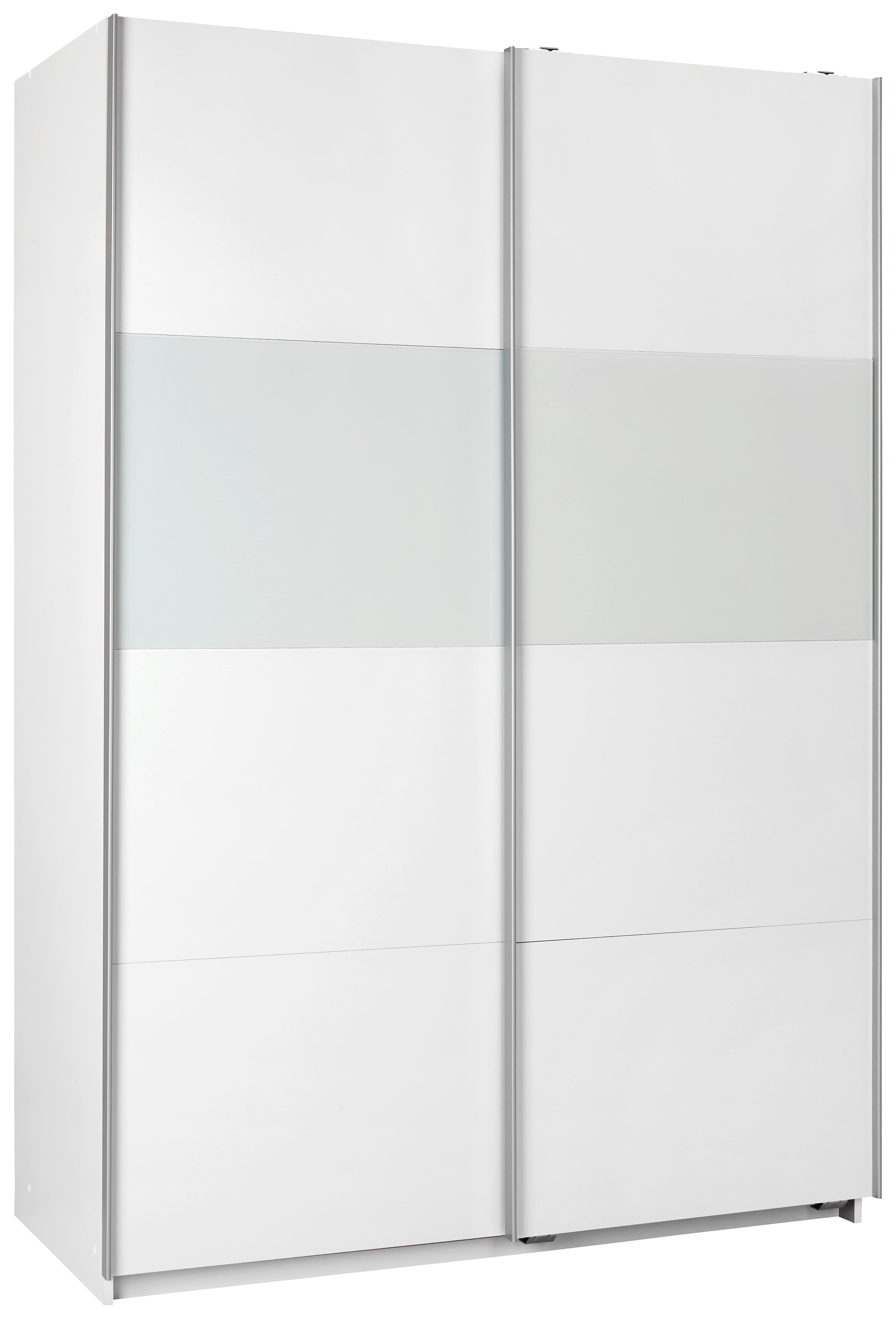 Schwebetürenschrank in Weiß - Alufarben/Weiß, KONVENTIONELL, Holzwerkstoff/Metall (135/200/64cm) - Mömax