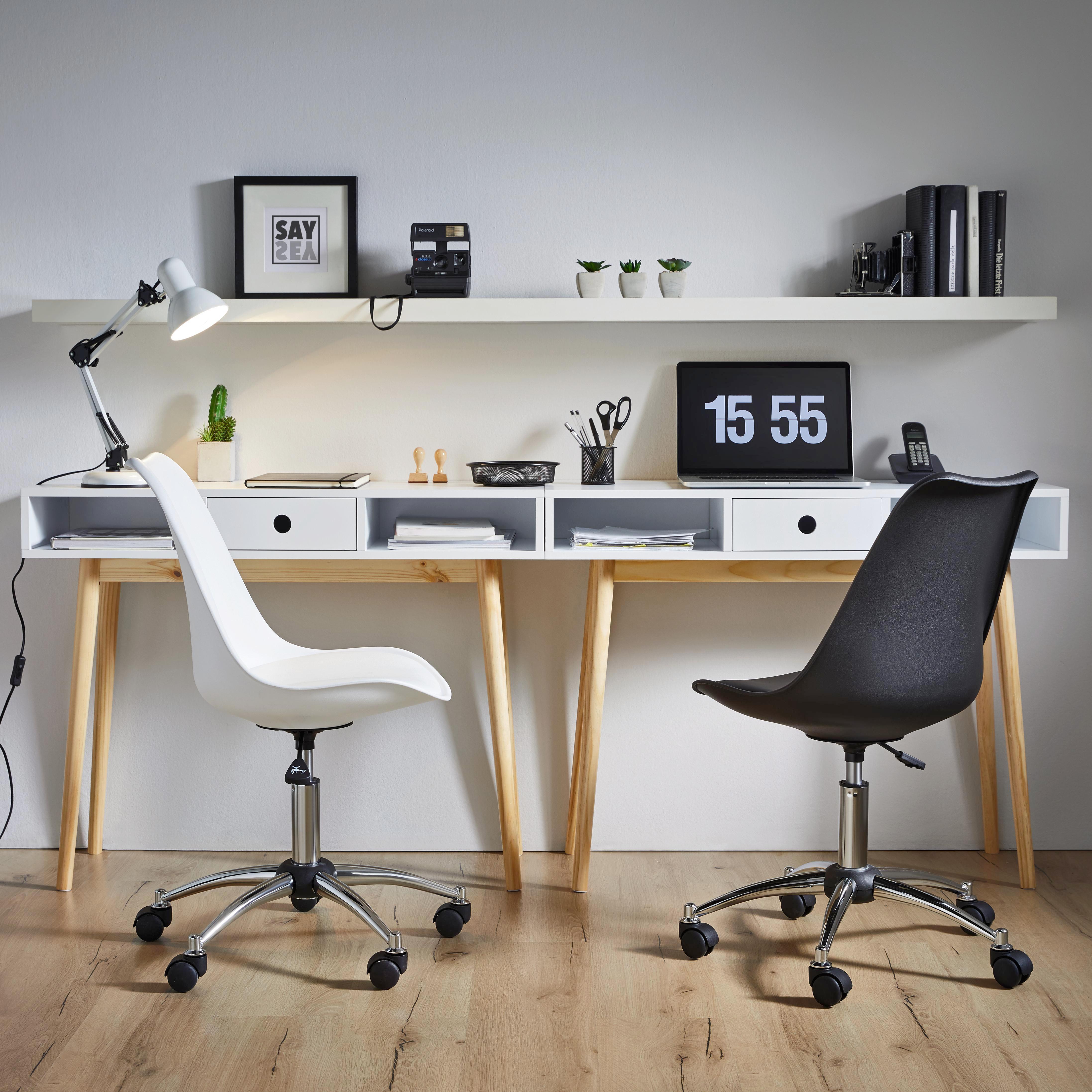 Drehstuhl in Weiß 'Nico' - Chromfarben/Weiß, MODERN, Kunststoff/Metall (58/80,5/64cm) - Bessagi Home