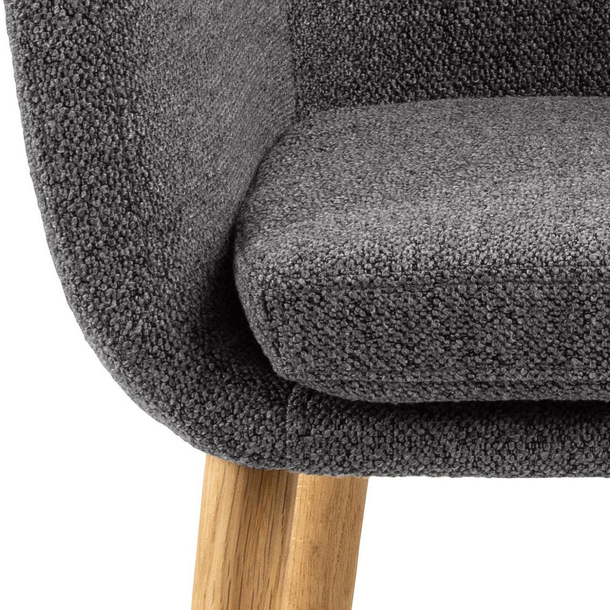 KRZESŁO Z PODŁOKIETNIKAMI NORA - kolor dębowy/szary, Konventionell, tkanina/drewno (58/84/58cm) - MID.YOU