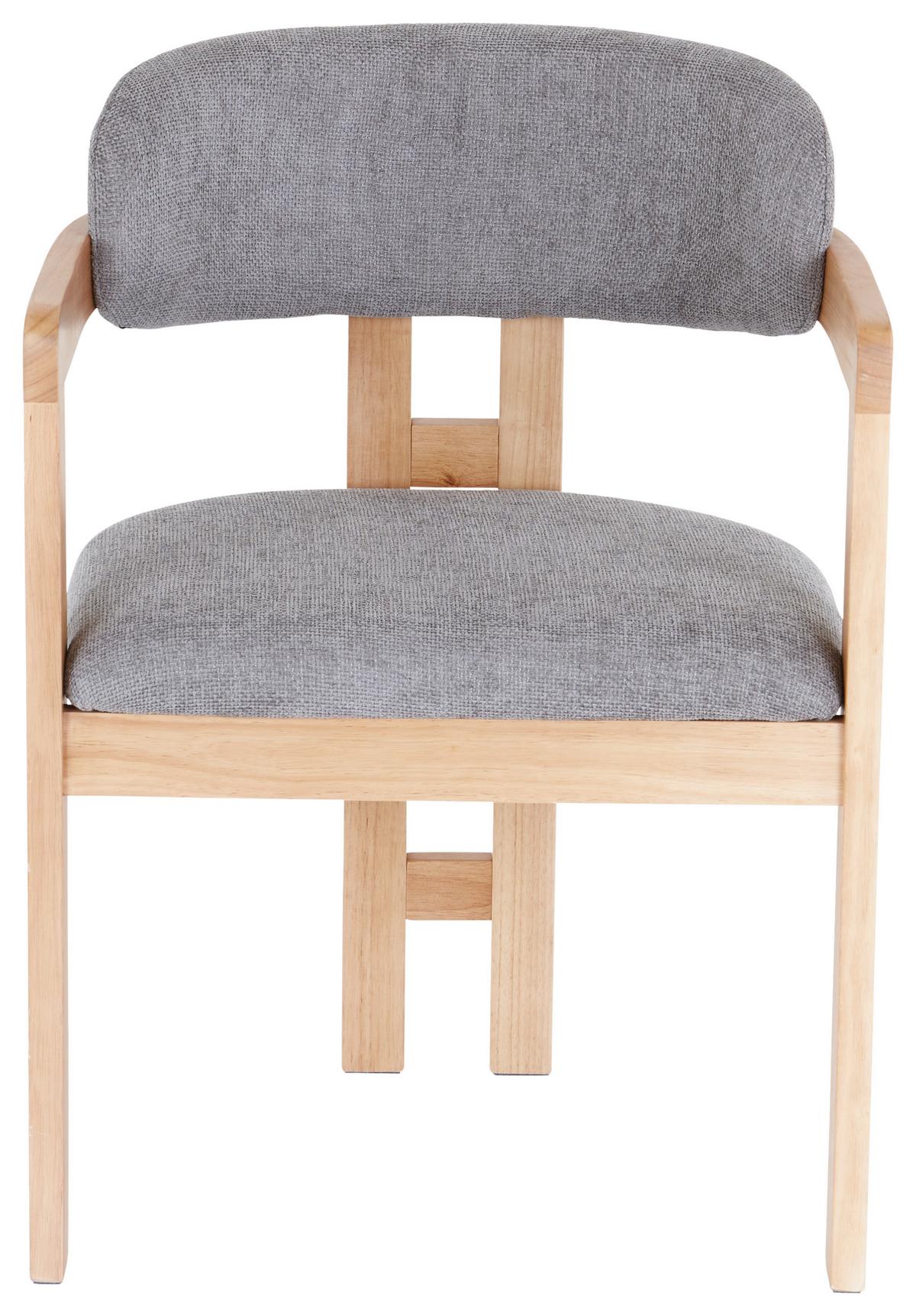 KRZESŁO Z PODŁOKIETNIKAMI SALLY - kolor dębowy/szary, Modern, drewno/tkanina (60/80/52cm) - MID.YOU
