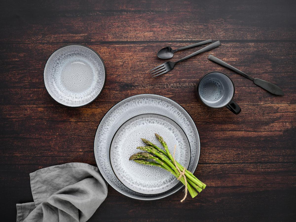 Kombinirani Servis Nordic Fjord Frost, 16-Delni - črna/svetlo siva, Basics, keramika - Creatable