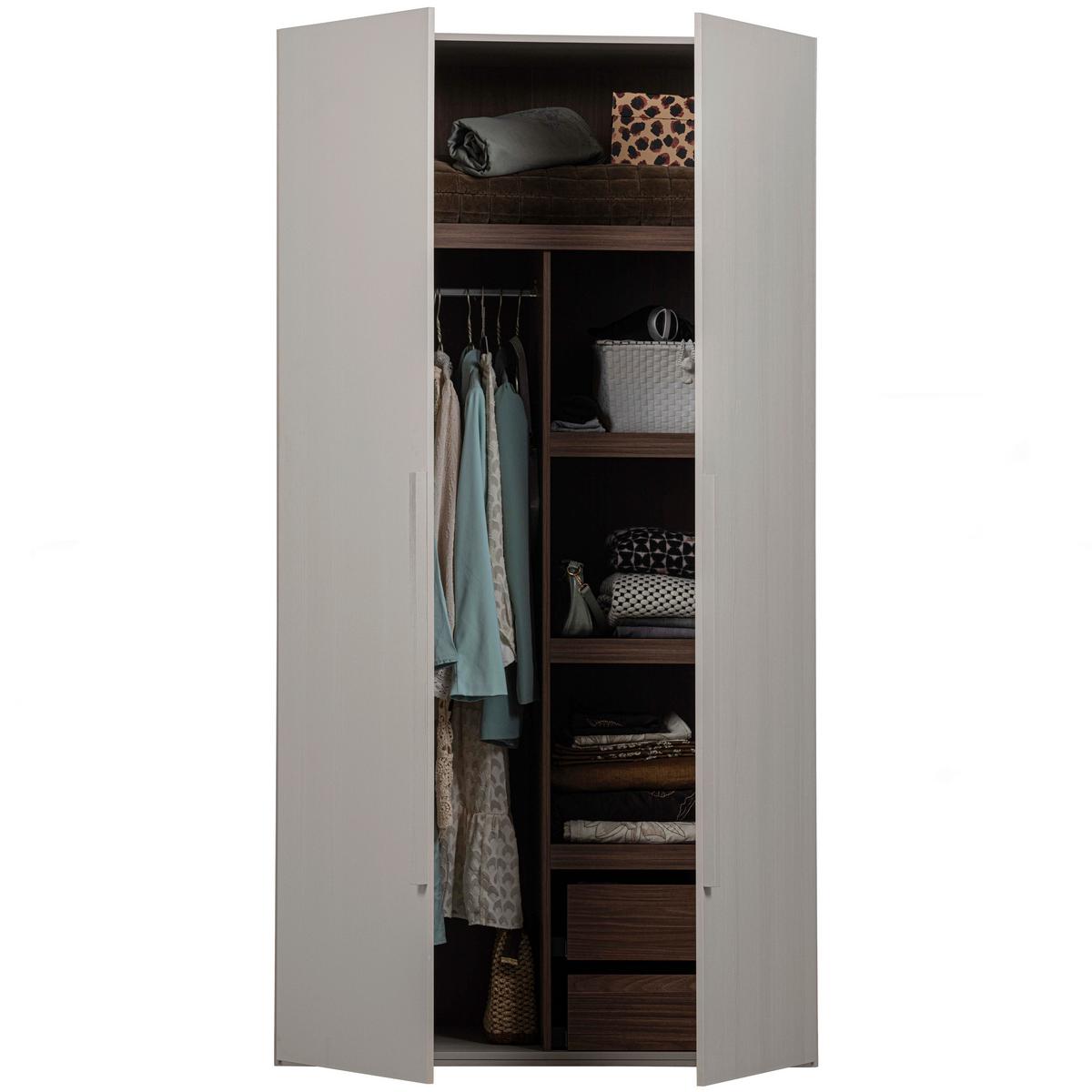 DREHTÜRENSCHRANK Rens, Grau B: 110 cm - Walnussfarben/Grau, Design, Holz (110/210/58cm) - Livetastic