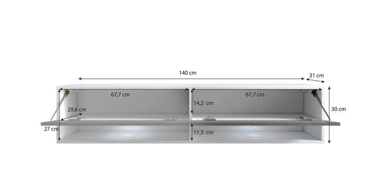 Nizka Omarica A140, Barva Hrasta, Led - hrast wotan/siva, Trendi, umetna masa/leseni material (140/30/31cm) - P & B