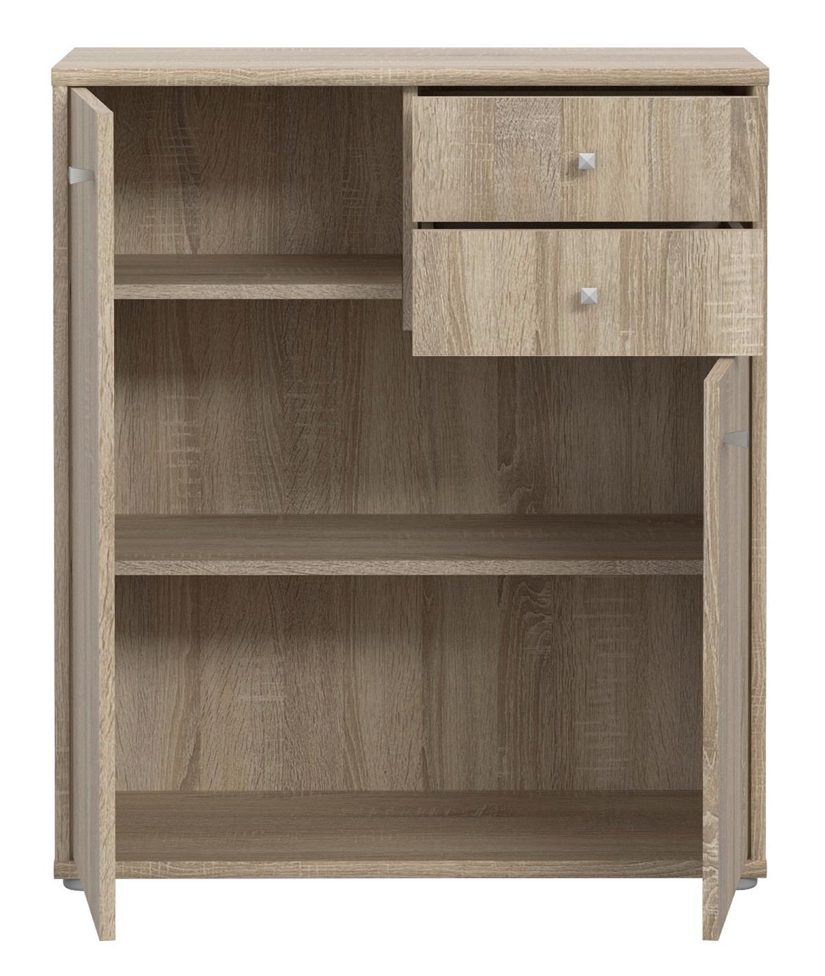 Komoda Tempra 2, Barva Hrasta - barve aluminija/hrast sonoma, Design, umetna masa/leseni material (73,7/85,5/34,8cm)