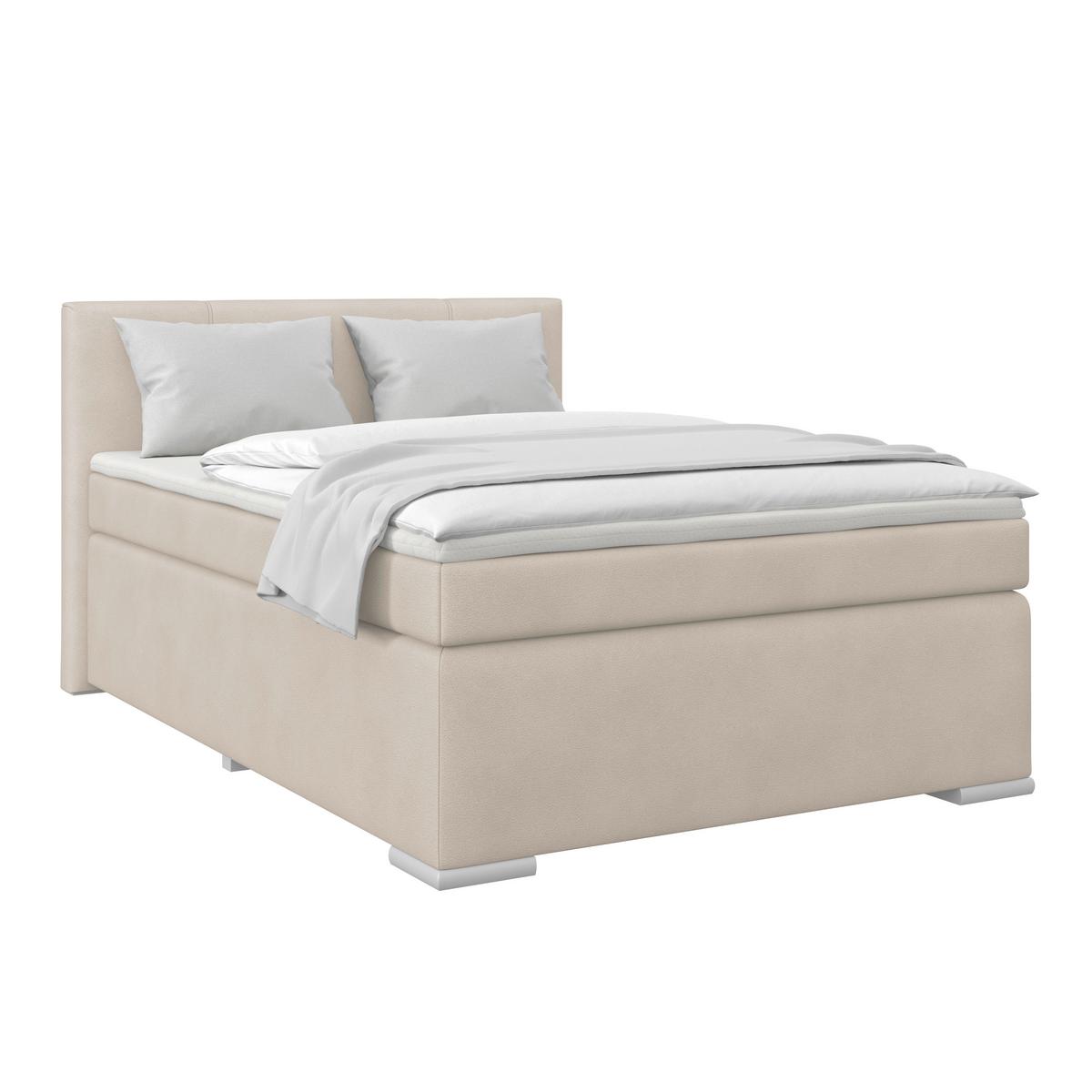 Boxspring Krevet Mira 1 - krem, Basics, metal/tekstil (140/200cm)
