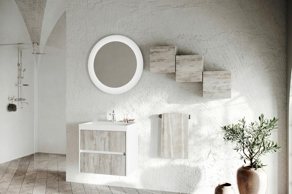 Element S Umivaonikom Portofino - hrast sivi/bijela visoki sjaj, Moderno, drvni materijal/prirodni materijali (60/51/40cm)