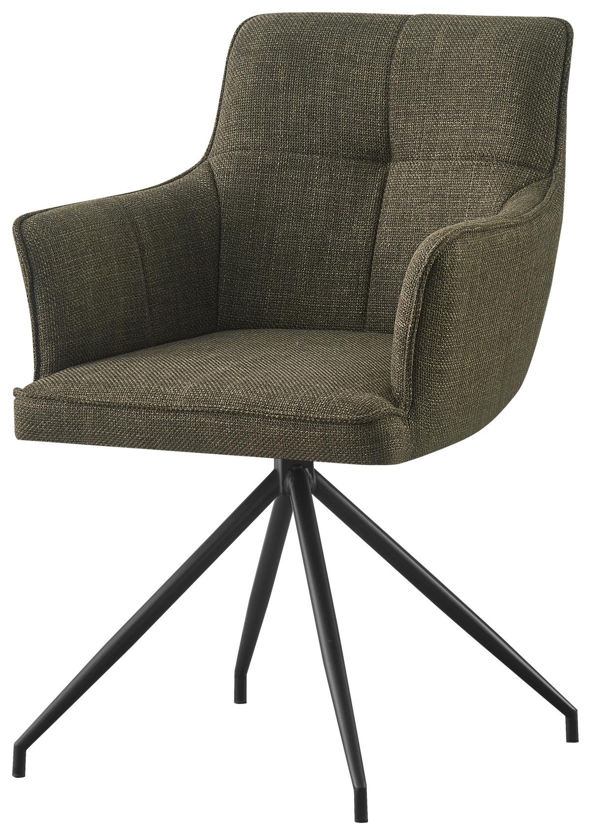 KRZESŁO Z PODŁOKIETNIKAMI BILL - zielony/czarny, Design, metal/tkanina (58/84/62,5cm) - Novel