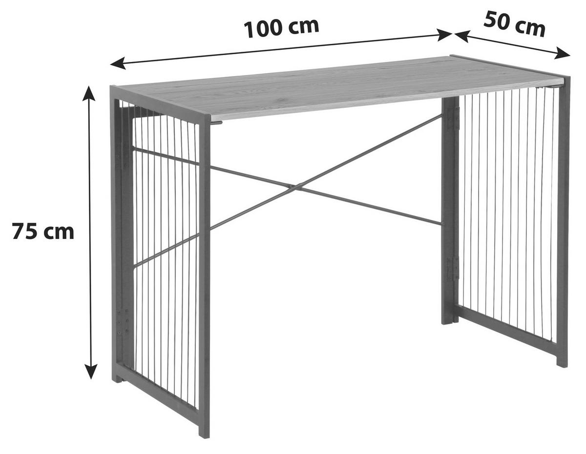 Radni Stol Klapp - boje hrasta/crna, Moderno, drvni materijal/metal (100/75/50cm) - Modern Living