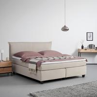 Lit Rinaldo ca. 180x200cm Beige mit Topper - beige/noir, Modern, textile/matière synthétique (180/200cm) - Bessagi Home