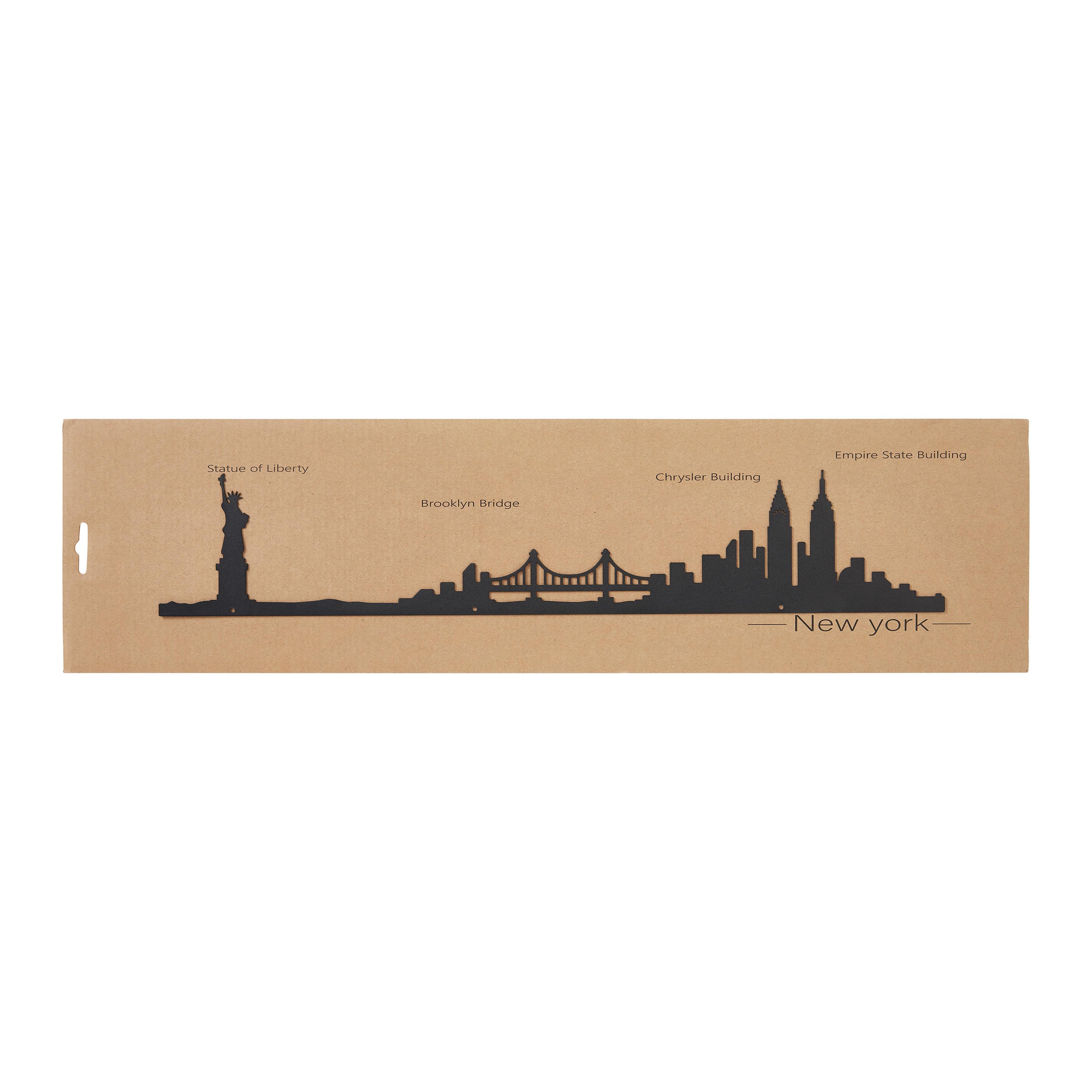Wanddeko Skyline Schwarz - Schwarz, KONVENTIONELL, Metall (55/10cm) - Modern Living