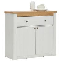 Komoda Rovigio, Barva Hrasta, Bela - bela/hrast san remo, Basics, kovina/umetna masa (97/90,5/42,5cm) - Landscape