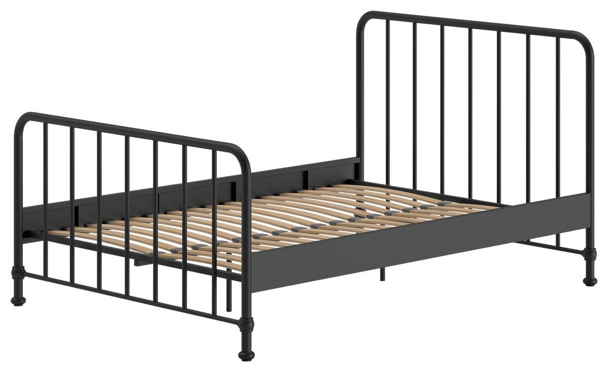 Kinderbett BRONXX Schwarz ca. 140x200 cm Metall - Schwarz, ROMANTIK / LANDHAUS, Holz/Metall (140/200cm) - Vipack