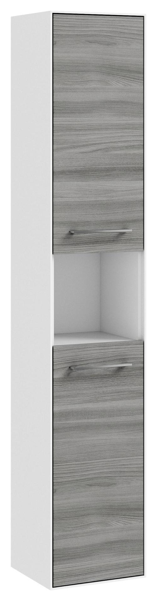 HOCHSCHRANK in Grau 'Fokus' - Chromfarben/Weiß, KONVENTIONELL, Glas/Holzwerkstoff (30,4/166,8/32,5cm) - Carryhome