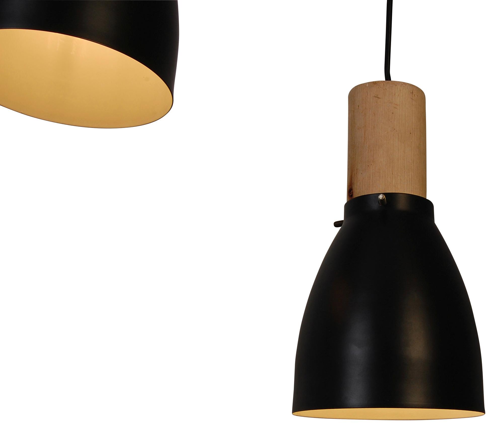 LAMPA WISZĄCA ISCHGL - kolor naturalny/czarny, Trend, metal/drewno (90/15/150cm)