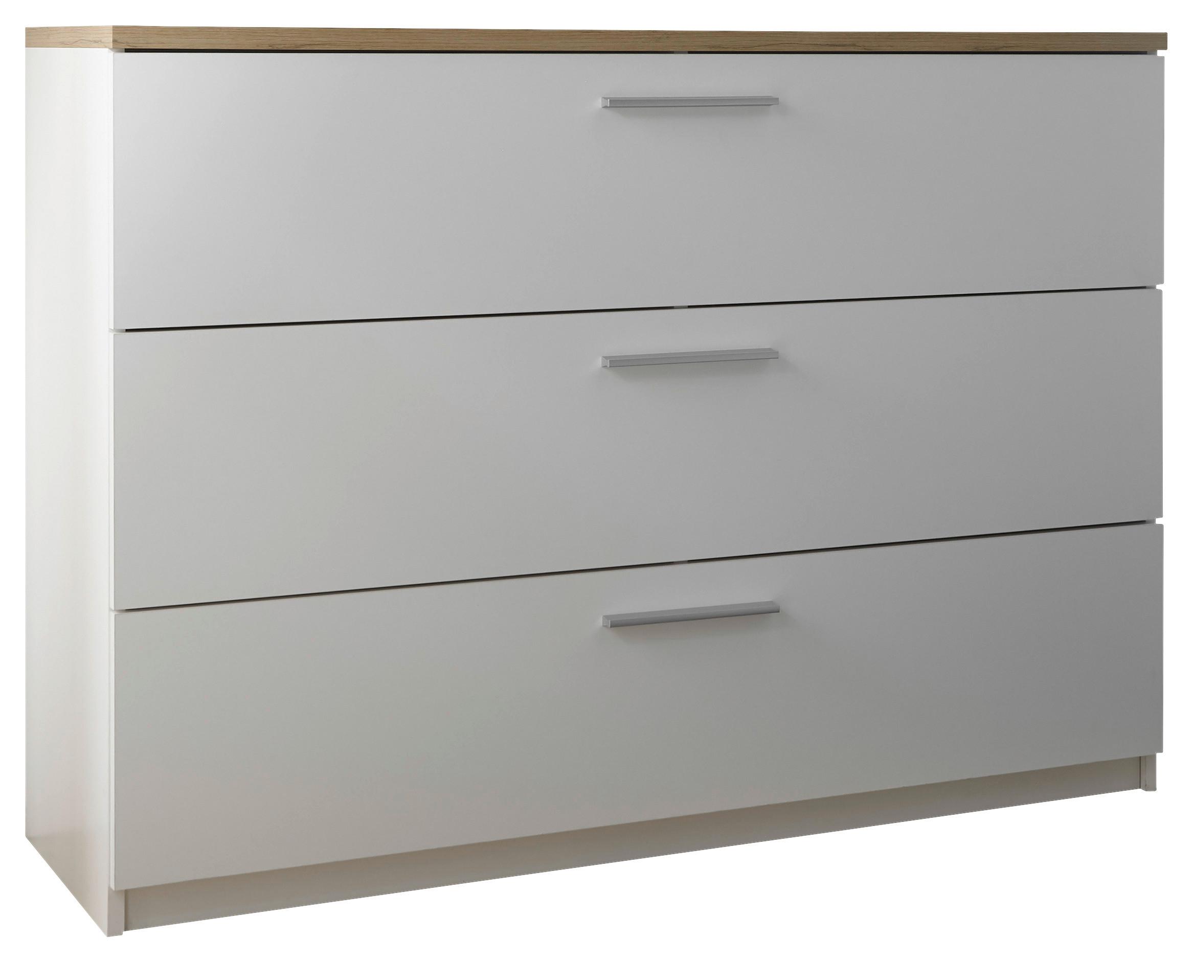 Komoda Sizilia, Bela, Hrast - črna/bela, Moderno, umetna masa/leseni material (120/87/38cm) - Premium Living