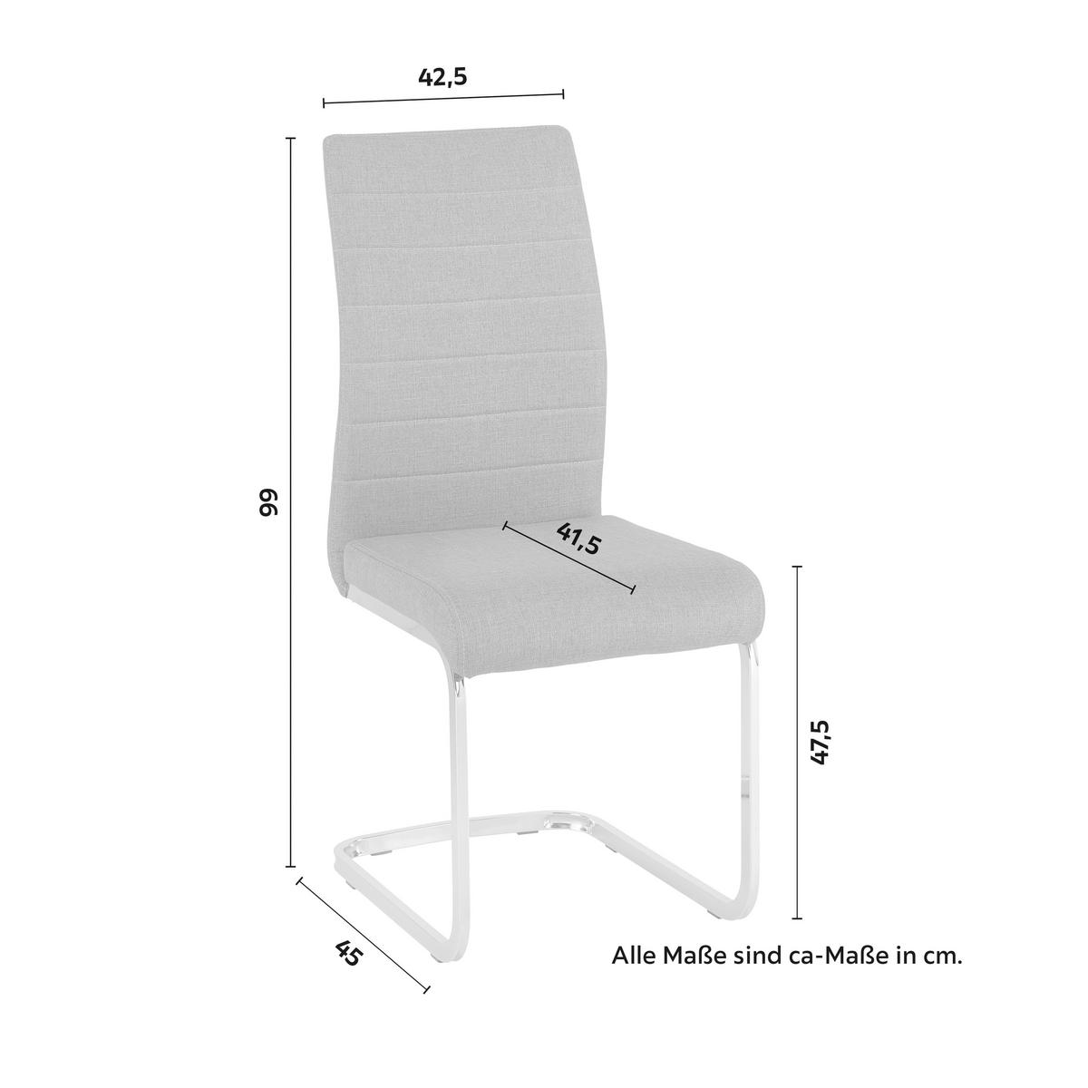 Schwingstuhl Lennard Hellgrau Webstoff Gepolstert - Chromfarben/Hellgrau, MODERN, Holz/Textil (42,5/99/45cm) - Bessagi Home